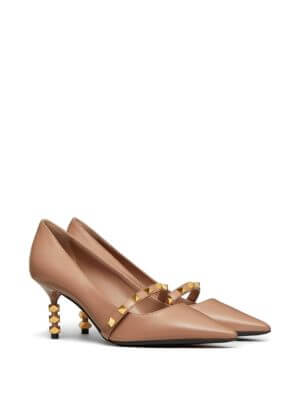 Rockstud pumps with kidskin sculptured heel
