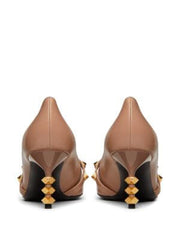 Rockstud pumps with kidskin sculptured heel