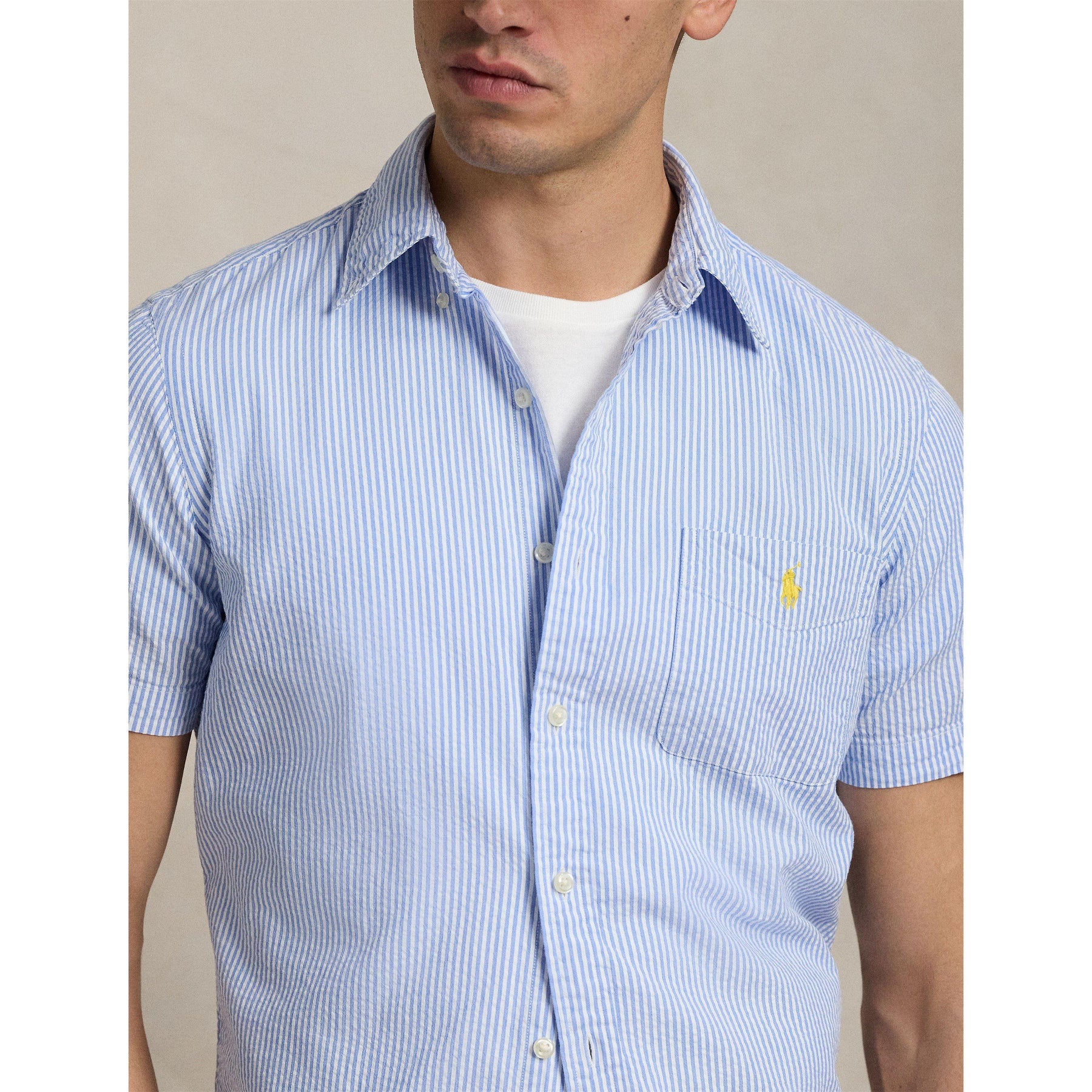 Striped Seersucker Short Sleeve Shirt
