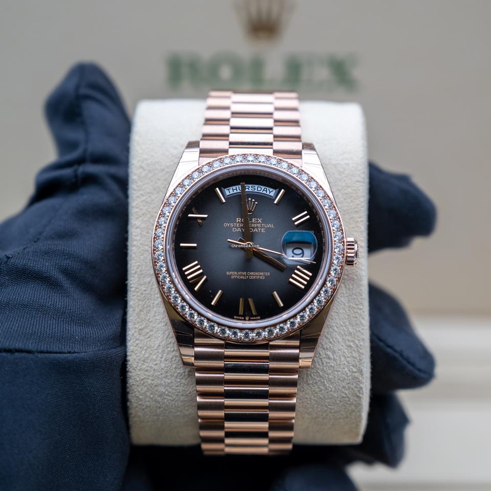 Rolex | Day-Date | 228345RBR | Rose gold | 40 mm | Rose gold | Black | Automatic