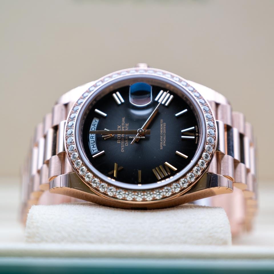 Rolex | Day-Date | 228345RBR | Rose gold | 40 mm | Rose gold | Black | Automatic
