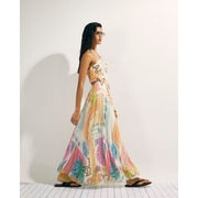 Orange Halter Neck Pleated Maxi Dress