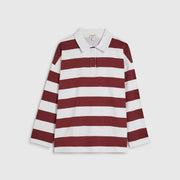 Red Long Sleeve Striped Rugby Top