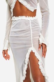 Ruffle Mesh Maxi Skirt