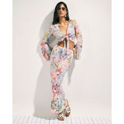 Pink Graphic Print Maxi Beach Skirt