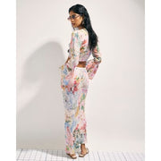 Pink Graphic Print Maxi Beach Skirt