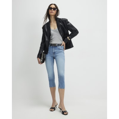 Blue Skinny Capri Jeans