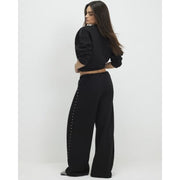 Black Studded Wide Leg Joggers