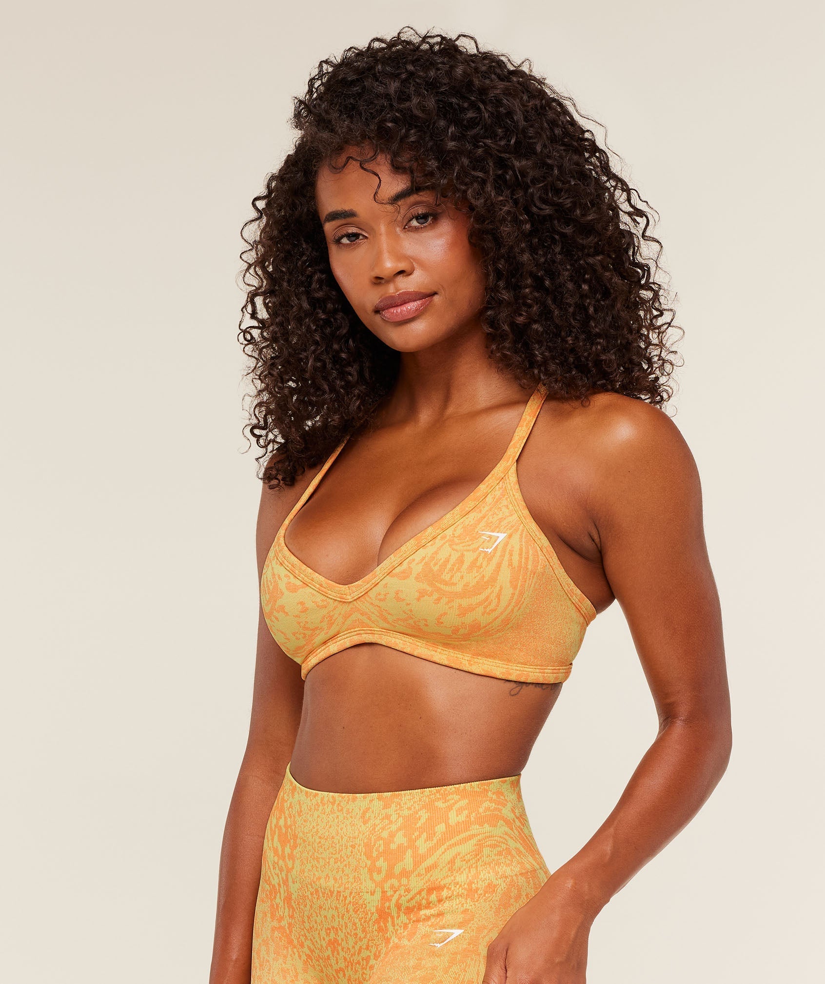 Gymshark Adapt Animal X Whitney Sports Bra - Sorbet Yellow /  Dayglow Peach
