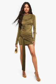 Slinky Knot Front Drape Mini Skirt