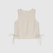 Beige Linen Blend Tank Top