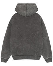 Magiri Embroidered Acid Wash Hoodie in Washed Grey