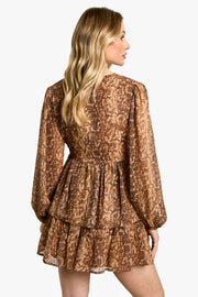 Maternity Elasticated Waist Chiffon Snake Print Tiered Mini Skirt