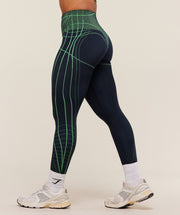 Gymshark Apex Seamless Leggings - Heavy Blue/Active Green