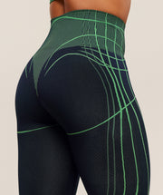 Gymshark Apex Seamless Leggings - Heavy Blue/Active Green
