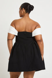 Plus Contrast Drape Detail Mini Skater Dress