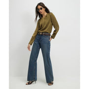 Khaki Pleat Front Blouse