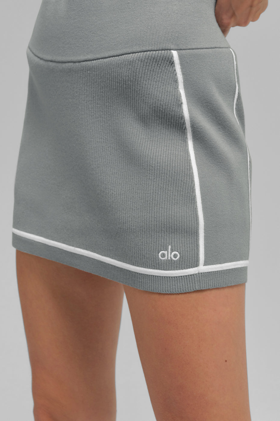 Ribbed Sweater Knit Highline Mini Skirt