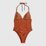 Brown Shaping Stud Swimsuit