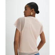 Pink Mesh Twisted Drape Top
