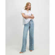 Blue Relaxed Straight Daisy Jeans