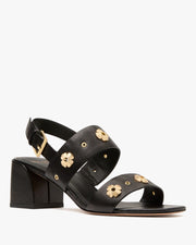 Spade Flower Stud Block Heels