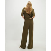 Khaki Premium Whipstitch Wide Leg Joggers