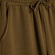 Khaki Premium Whipstitch Wide Leg Joggers