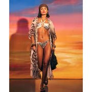 Cream Animal Print Kimono