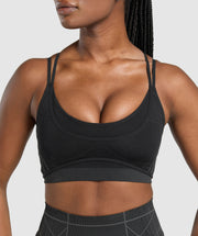 Gymshark Apex Seamless Strappy Sports Bra - Black/Graphite Grey
