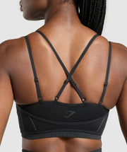 Gymshark Apex Seamless Strappy Sports Bra - Black/Graphite Grey