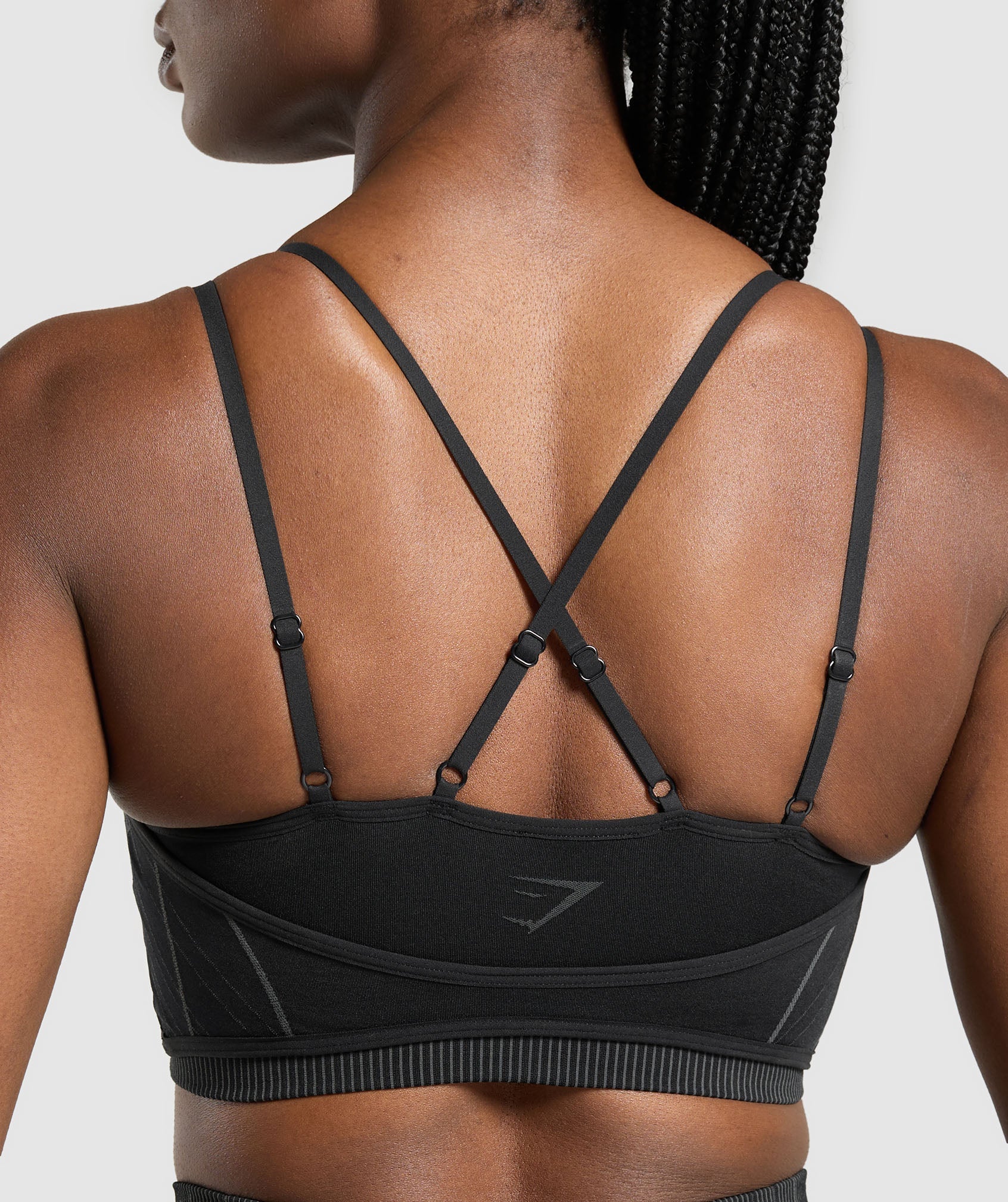 Gymshark Apex Seamless Strappy Sports Bra - Black/Graphite Grey