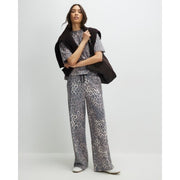 Beige Leopard Drawstring Wide Leg Joggers