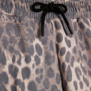 Beige Leopard Drawstring Wide Leg Joggers