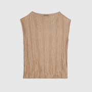 Beige Sleeveless Plisse Top