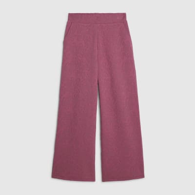 Petite Pink Jacquard Wide Leg Trousers