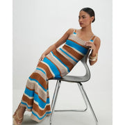 Petite Brown Knitted Striped Maxi Dress
