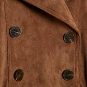 Brown Faux Suede Dropped Bomber Jacket