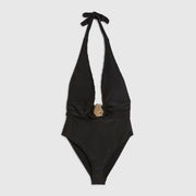 Black Hardware Plunge Swimsuit