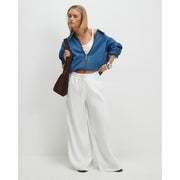 Petite White Wide leg Drawstring Jeans