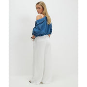 Petite White Wide leg Drawstring Jeans