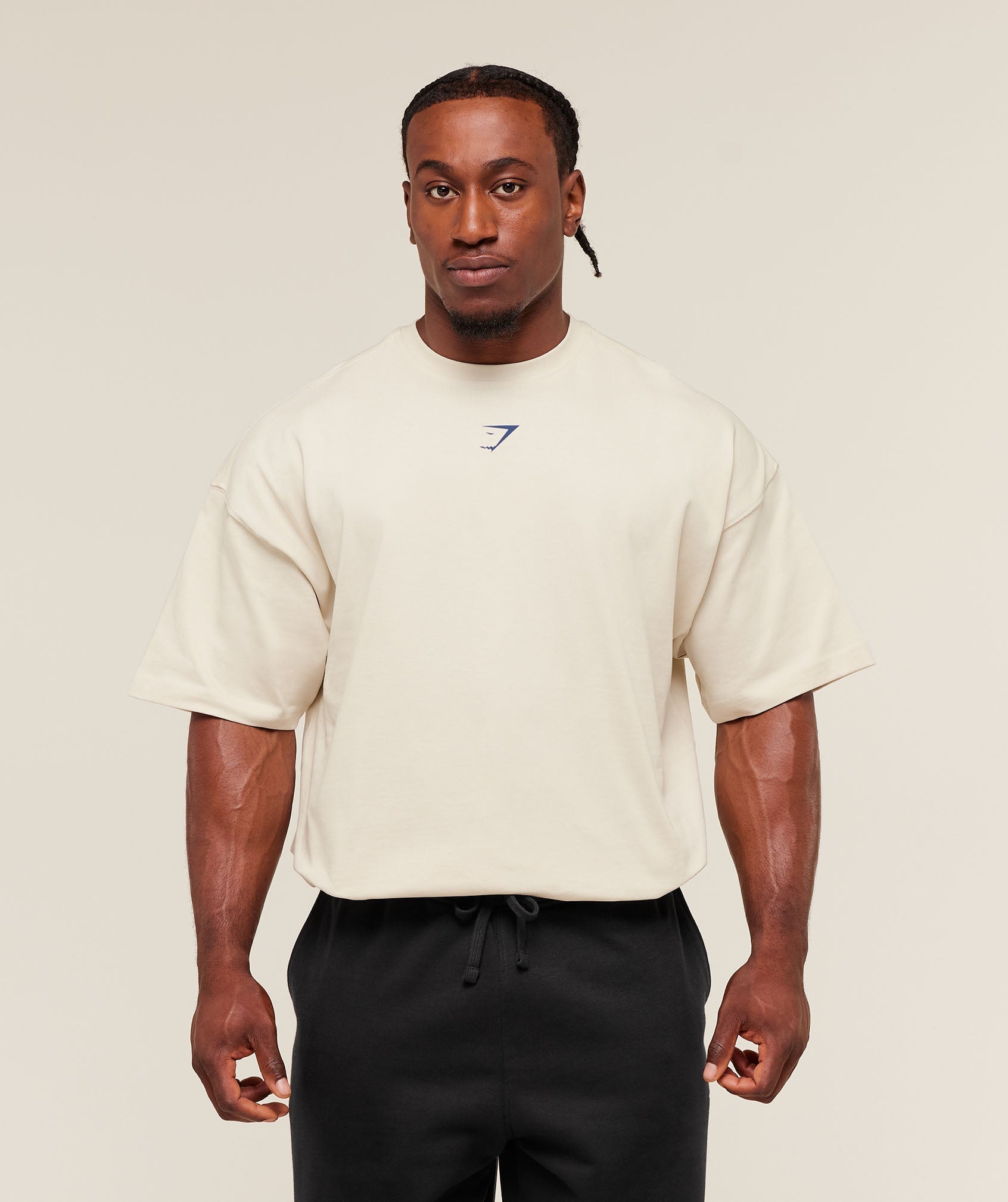 Gymshark Lifting Club T-Shirt - Oat White/Compound Blue