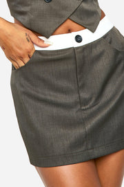 Marl Contrast Waistband Mini Skirt