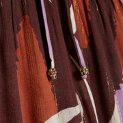 Brown Leaf Print Wide Leg Trousers