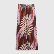 Brown Leaf Print Wide Leg Trousers