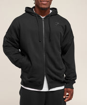 Gymshark Power Zip Up Hoodie - Black/Asphalt Grey
