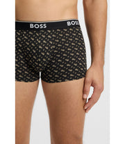 Boss Three Pack Of Trunks With Logo Waistbands Light Brown