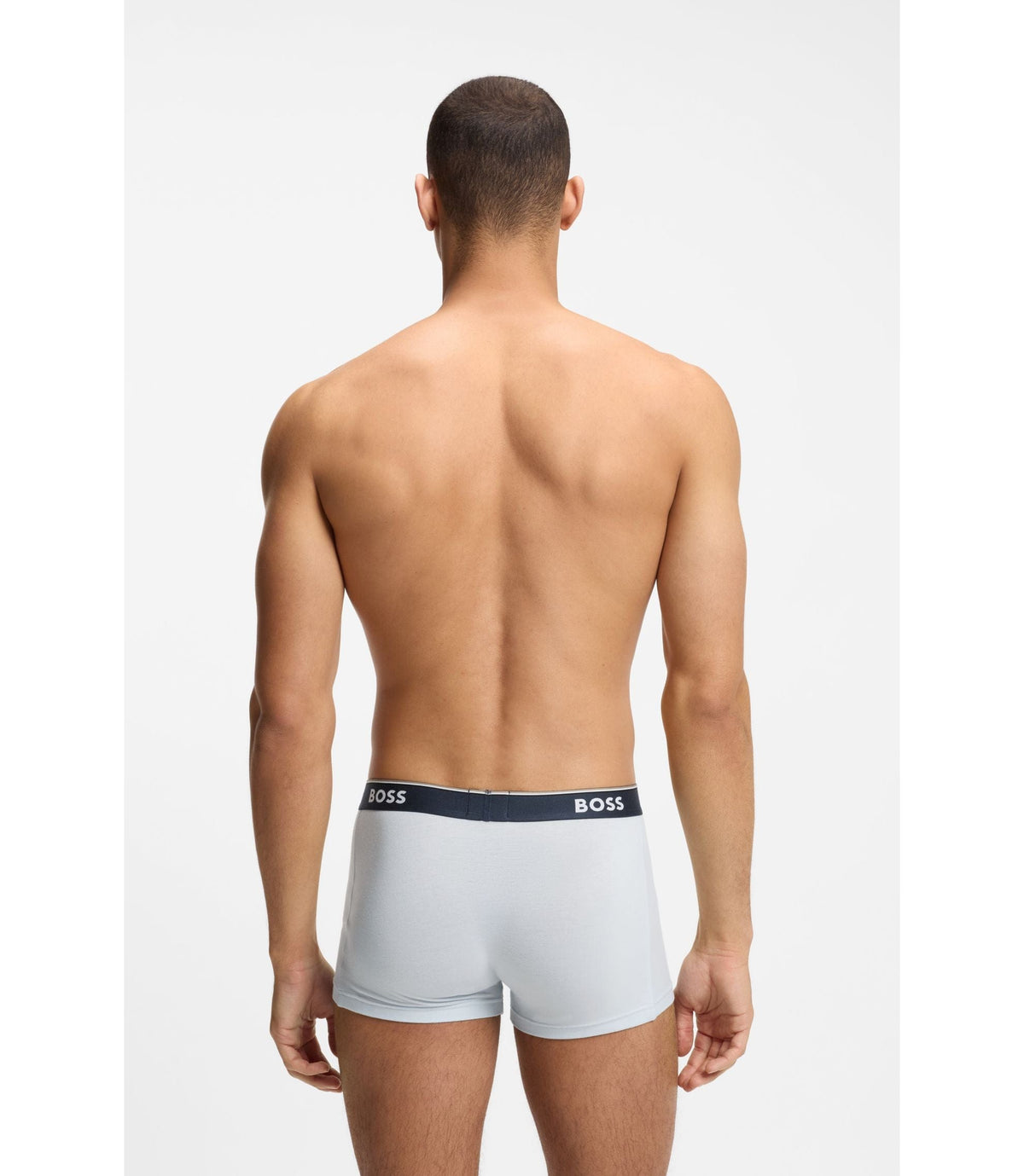 Boss Three Pack Of Stretch Cotton Trunks With Logo Waistbands Light Blue