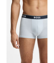 Boss Three Pack Of Stretch Cotton Trunks With Logo Waistbands Light Blue