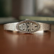 Rolex Unique Rolex Ladies Cocktail Watch Solid 14k White Gold Factory Diamond Oval Dial Mint Condition like new